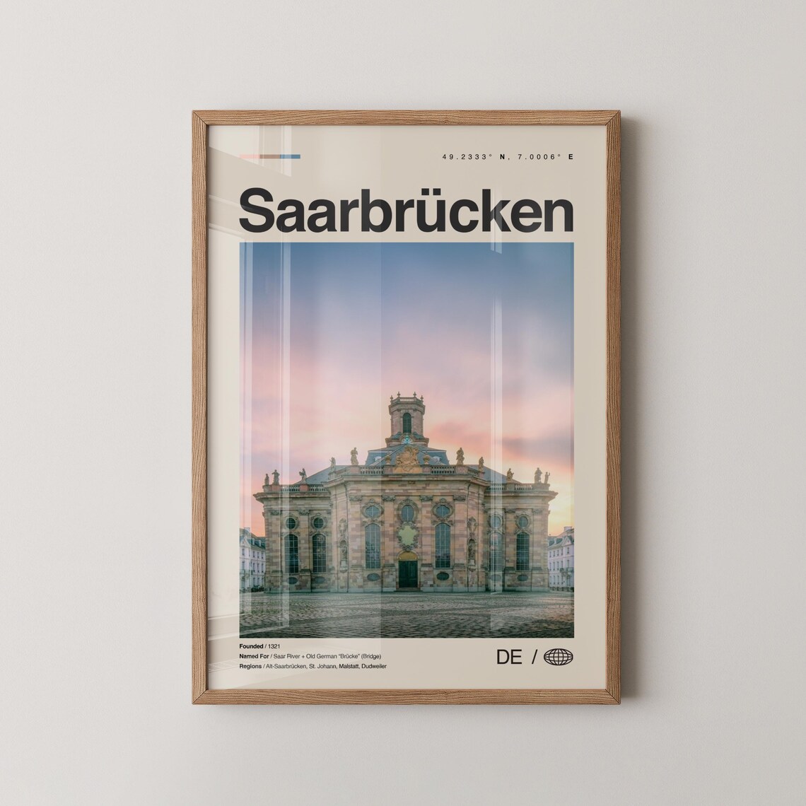 Saarbrucken Print Saarbrcken Wall Art Poster Photo Dcor Map
