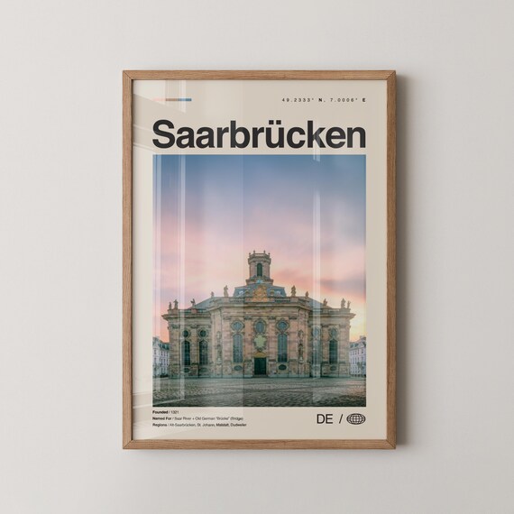Saarbrucken Print Saarbrcken Wall Art Poster Photo Dcor Map