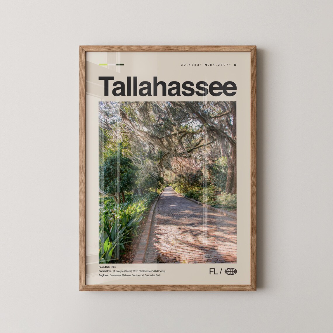 Tallahassee Florida Mossy Oak Brick Lane Minimalist Travel Poster