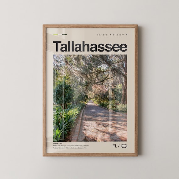 Tallahassee Florida Mossy Oak Brick Lane Minimalist Travel Poster