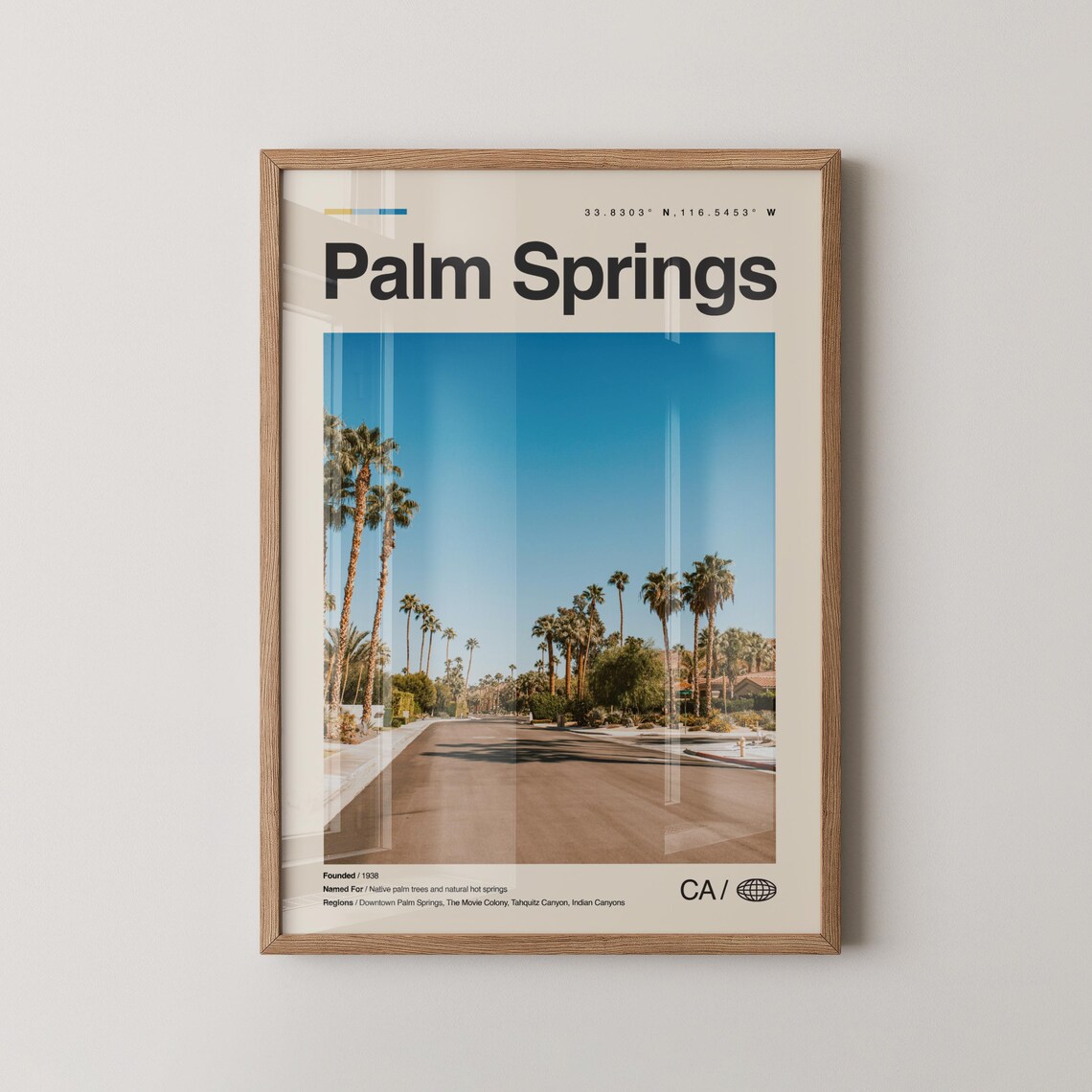 Palm Springs California Palm Lined Street Desert Photo Travel Poster