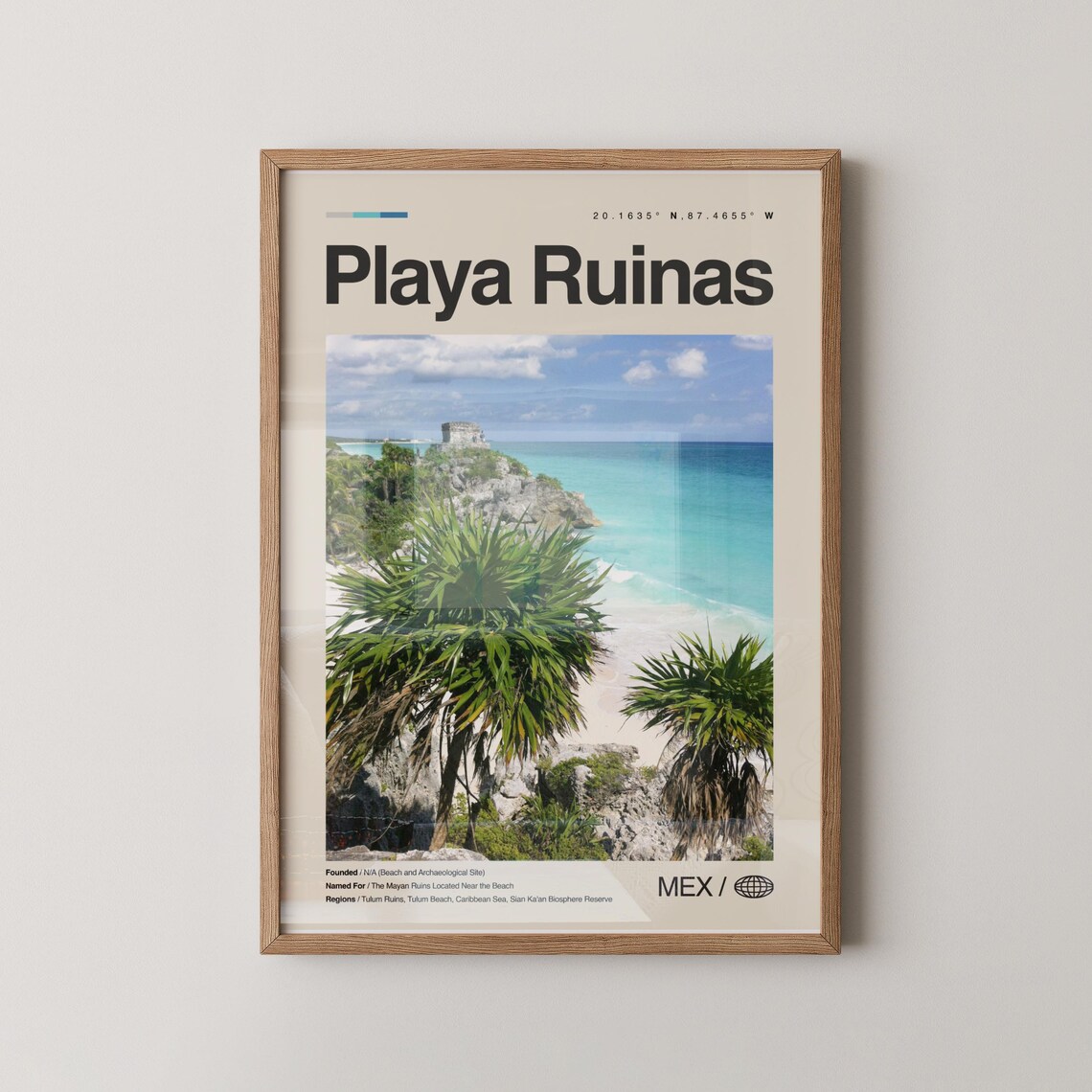 Playa Ruinas Tulum Mayan Cliff Ruins Over Turquoise Sea Travel Poster
