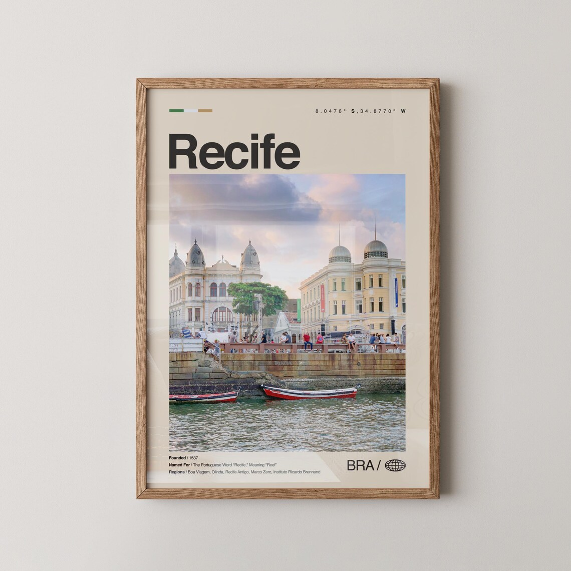 Recife Brazil Colonial Seaside Waterfront Minimalist Photo Poster