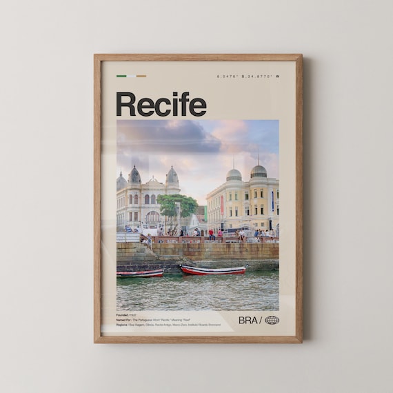 Recife Brazil Colonial Seaside Waterfront Minimalist Photo Poster