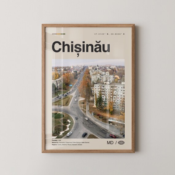 Chisinau Moldova Autumn City Street Aerial View Travel Poster