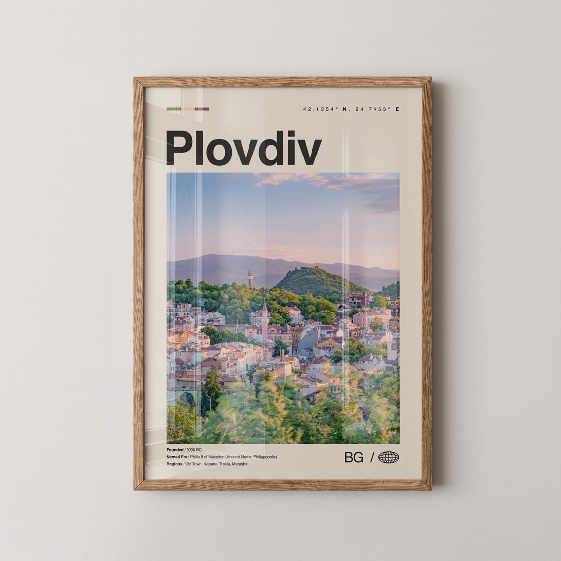 Plovdiv Print Wall Art Poster Photo Dcor Map Bulgaria