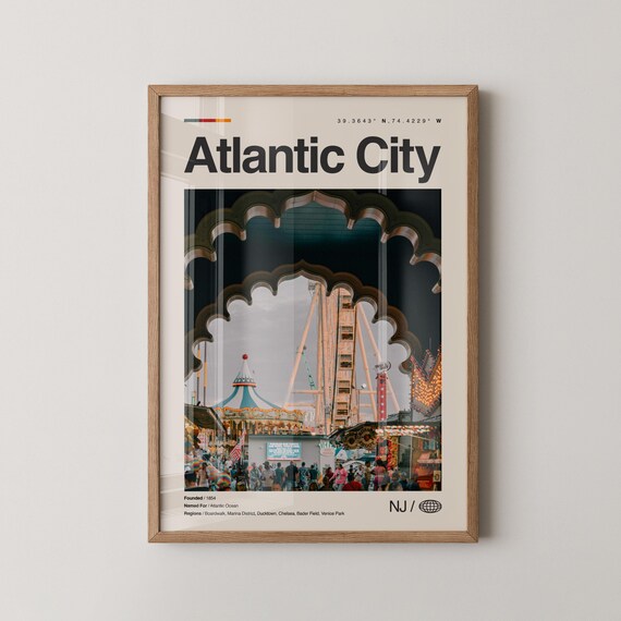 Atlantic City New Jersey Boardwalk Ferris Wheel Photo Coordinates Poster