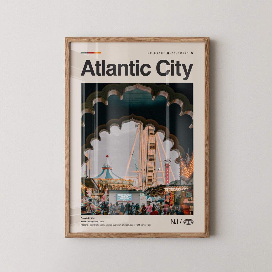 Atlantic City New Jersey Boardwalk Ferris Wheel Photo Coordinates Poster