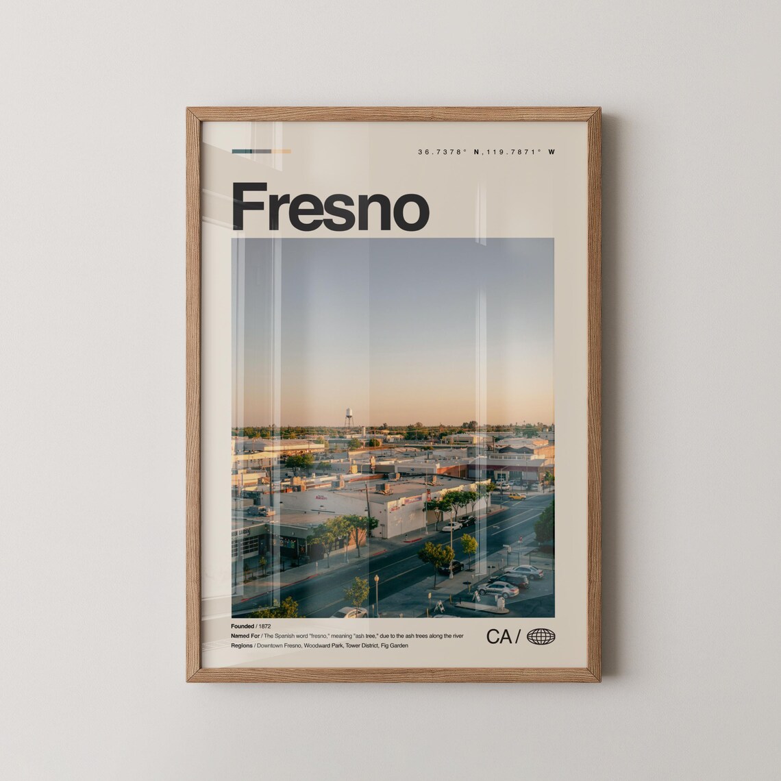 Fresno California Downtown Cityscape Sunset City Photo Poster