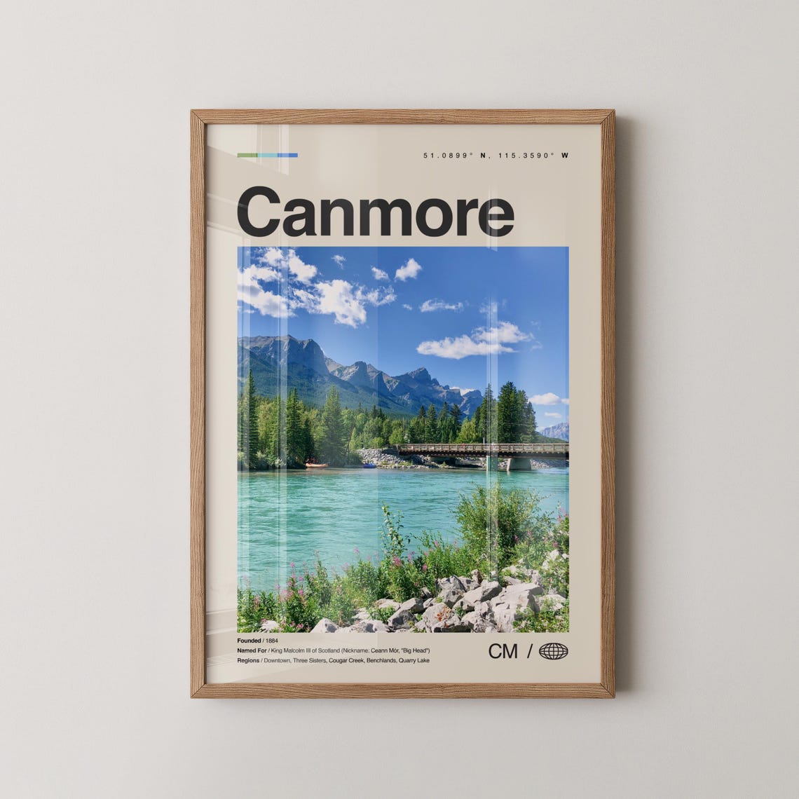 Canmore Print Wall Art Poster Photo Dcor Map Alberta Canada