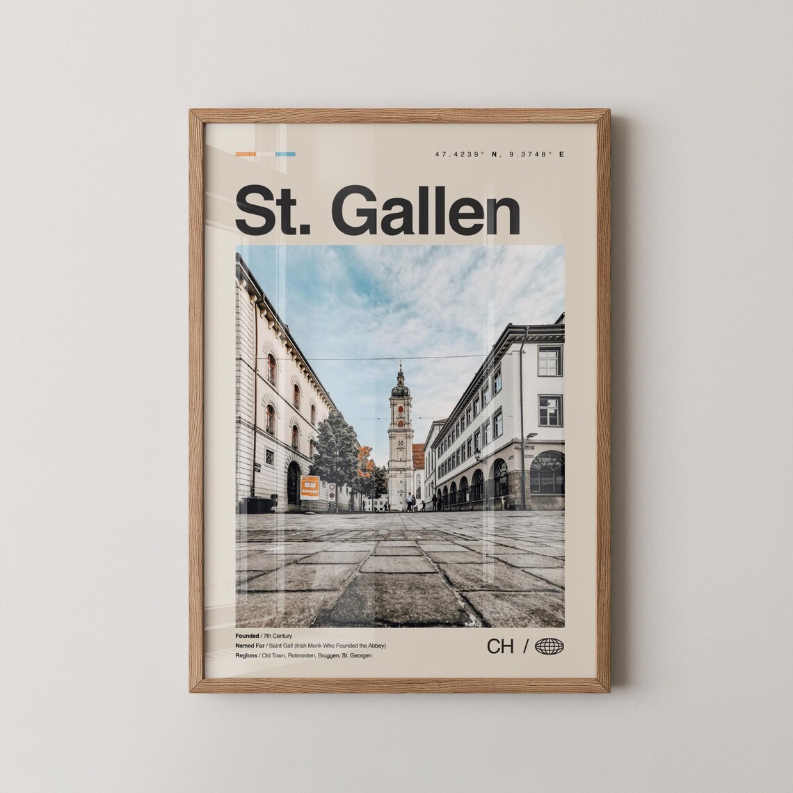 St Gallen Print Wall Art Poster Photo Dcor Map Switzerland