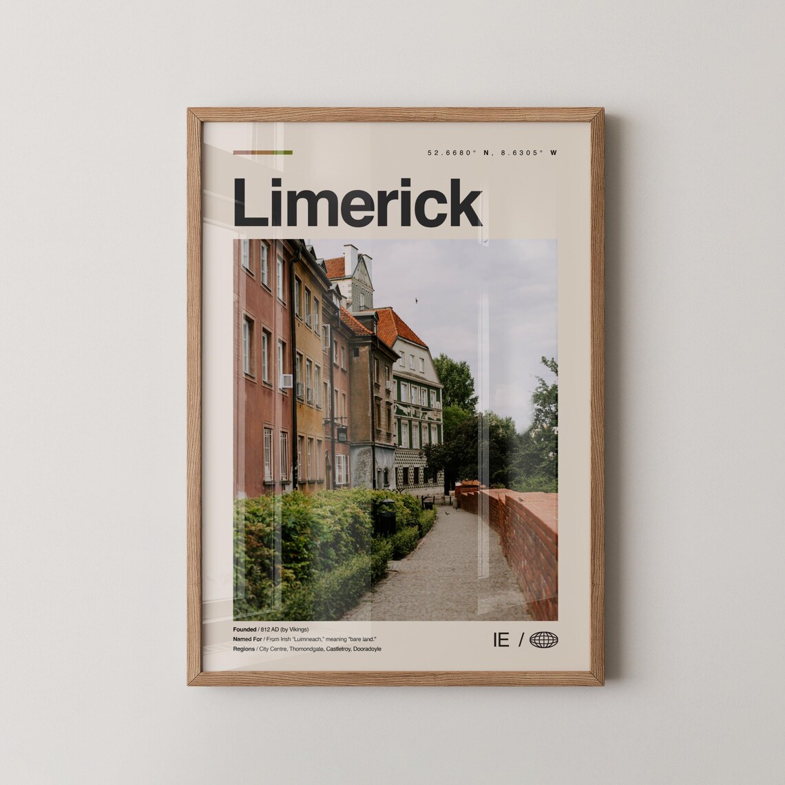 Old Town Limerick Ireland Historic Street Photo Travel Poster