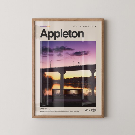 Appleton Print Wall Art Poster Photo Dcor Map Wisconsin