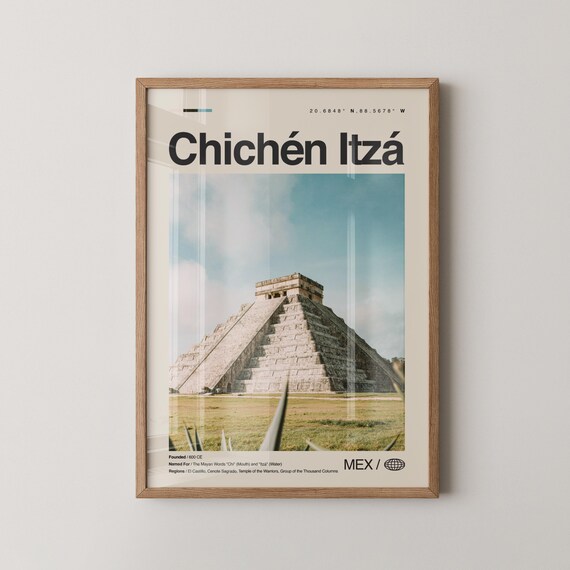 Chichen Itza Mexico El Castillo Mayan Pyramid Photo Travel Poster