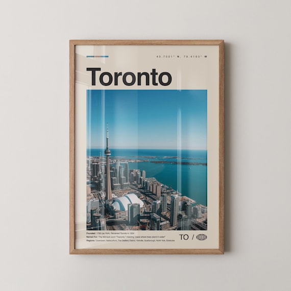 Toronto CN Tower Lake Ontario Skyline Aerial Photography Poster