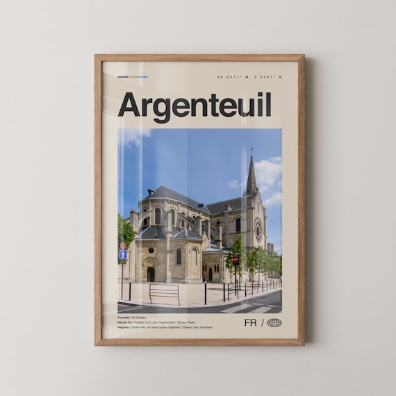 Argenteuil Print Wall Art Poster Photo Dcor Map France