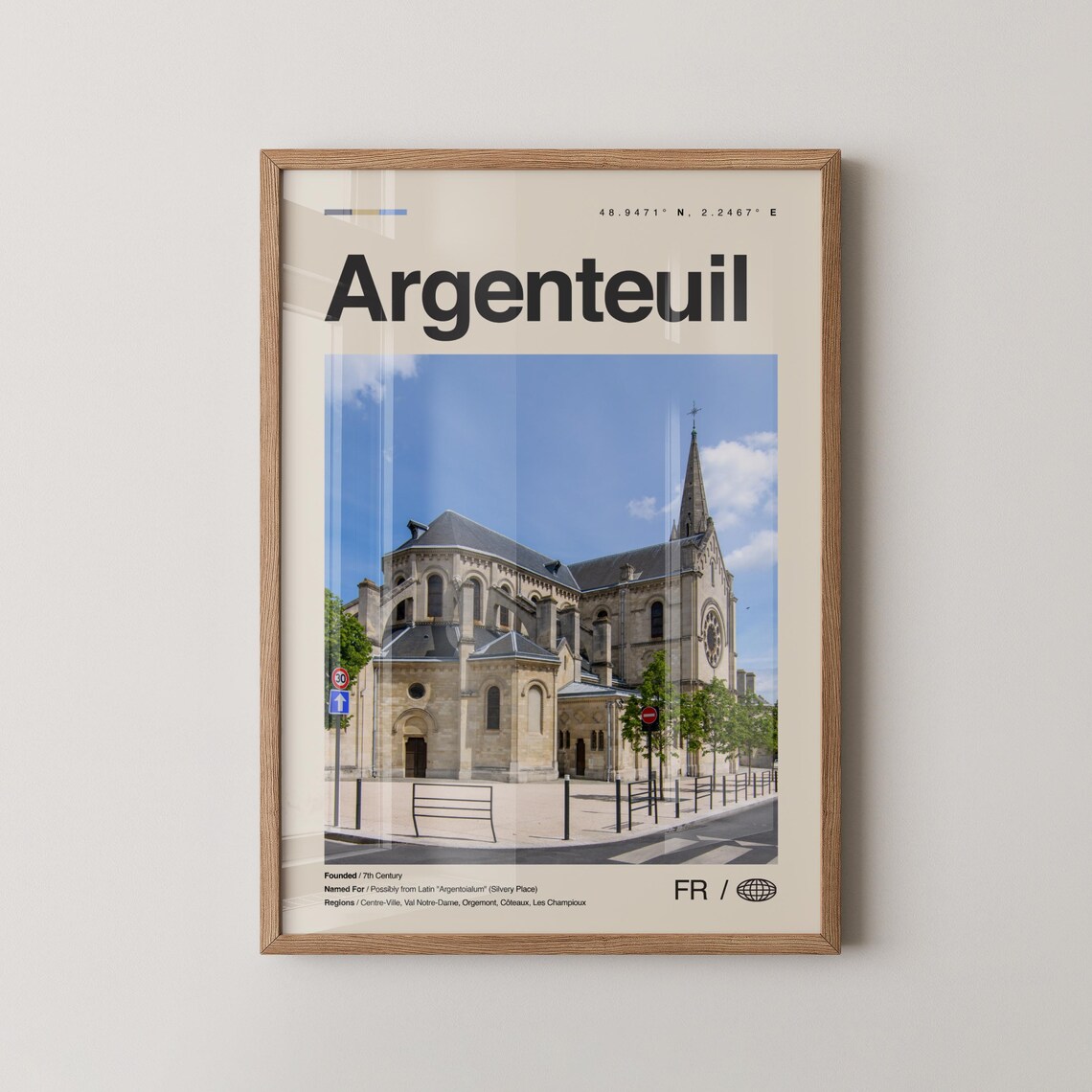 Argenteuil Print Wall Art Poster Photo Dcor Map France