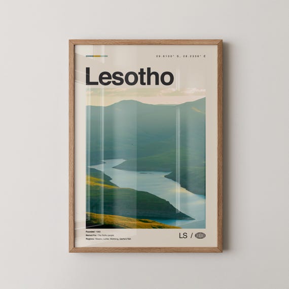 Lesotho Print Wall Art Poster Photo Decor Country Maseru Africa