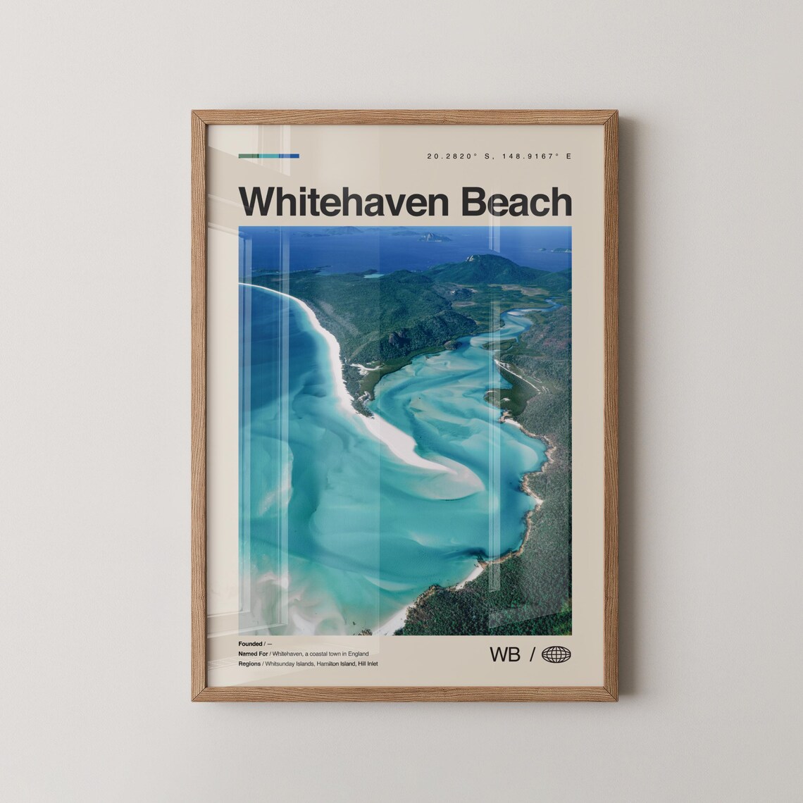 Whitehaven Beach Aerial Swirling Sands Travel Poster Australia