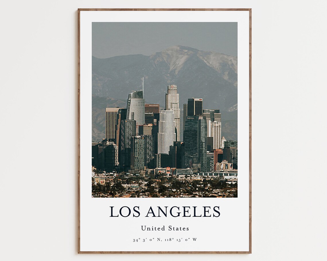 Los Angeles City Palm Trees Travel Poster, California
