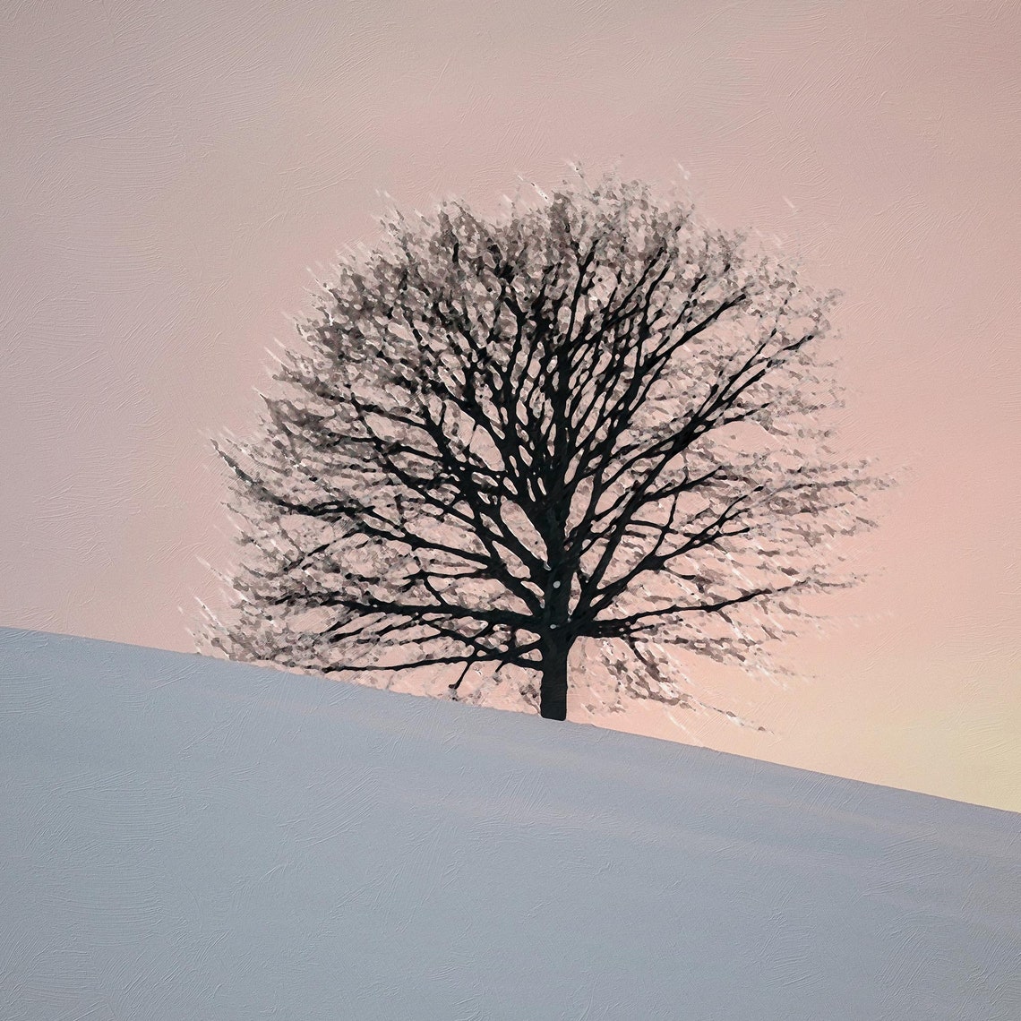 Lone Tree In The Snow Oil Painting Wall Art Winter Dcor Art 31 - Image 3