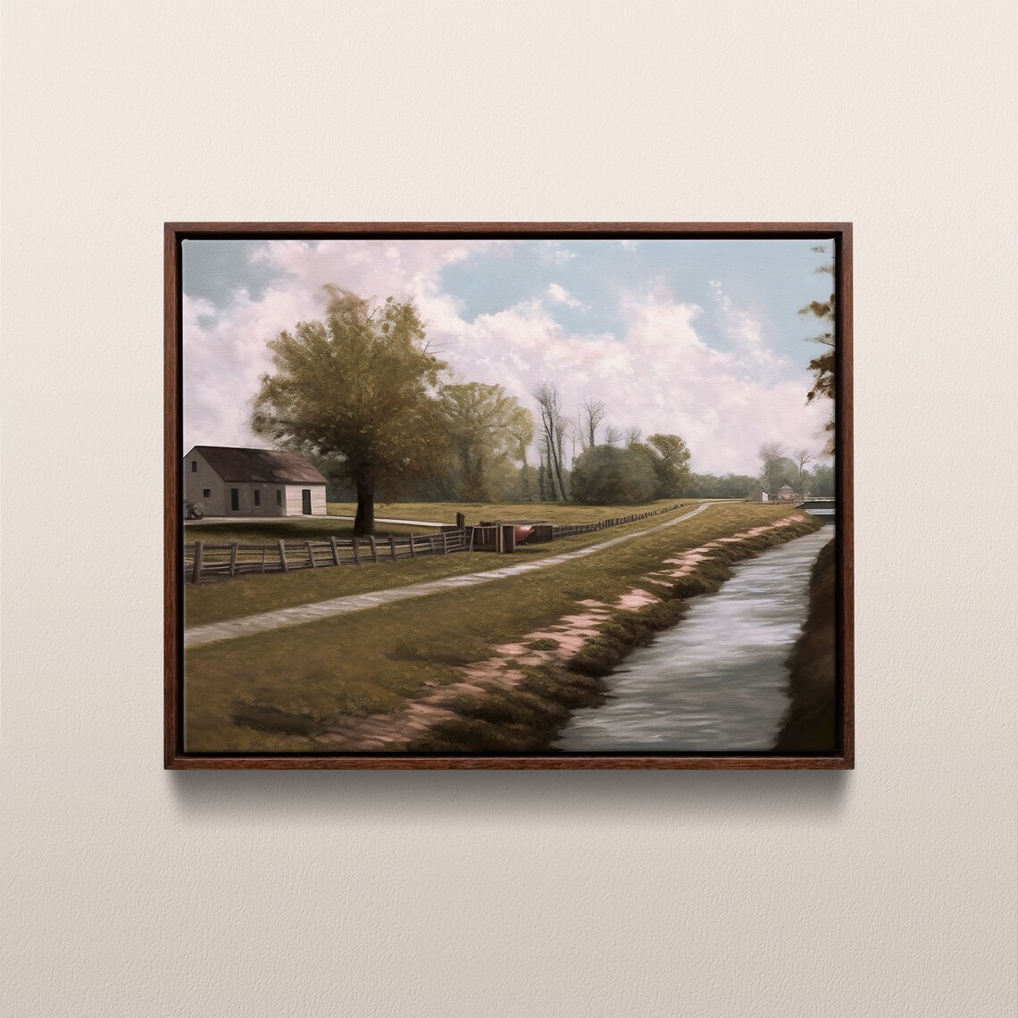 Chesapeake And Ohio Canal, Vintage Oil Painting