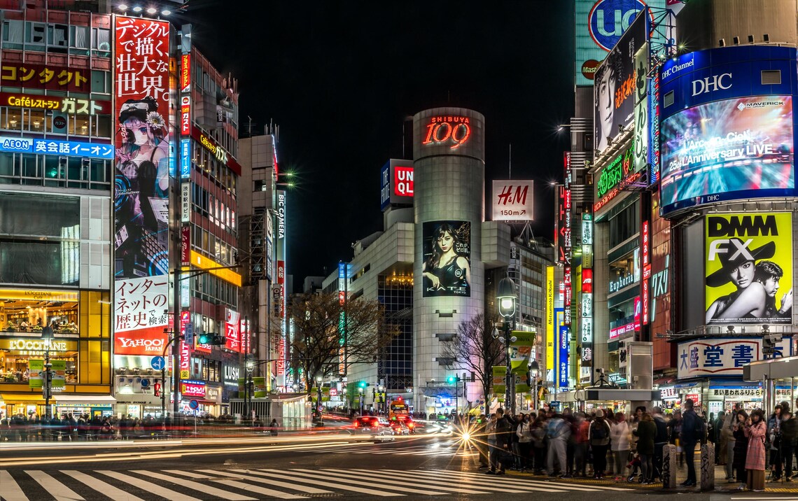 Shibuya Scramble 109 Neon Billboards Night Crowd Tokyo Poster - Image 2