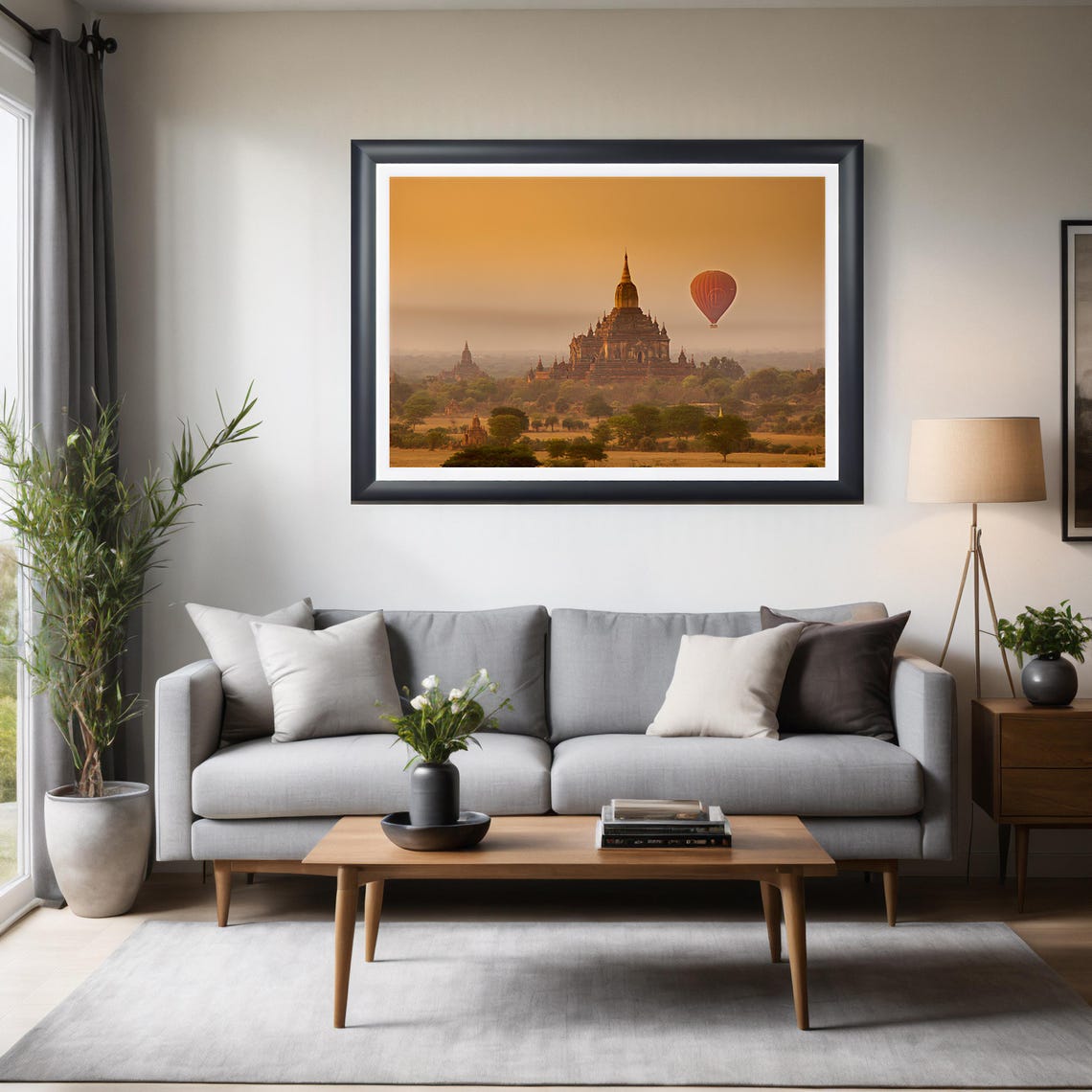 Balloon Ride Over Bagan Temples At Sunrise Paper Poster Print - Image 2