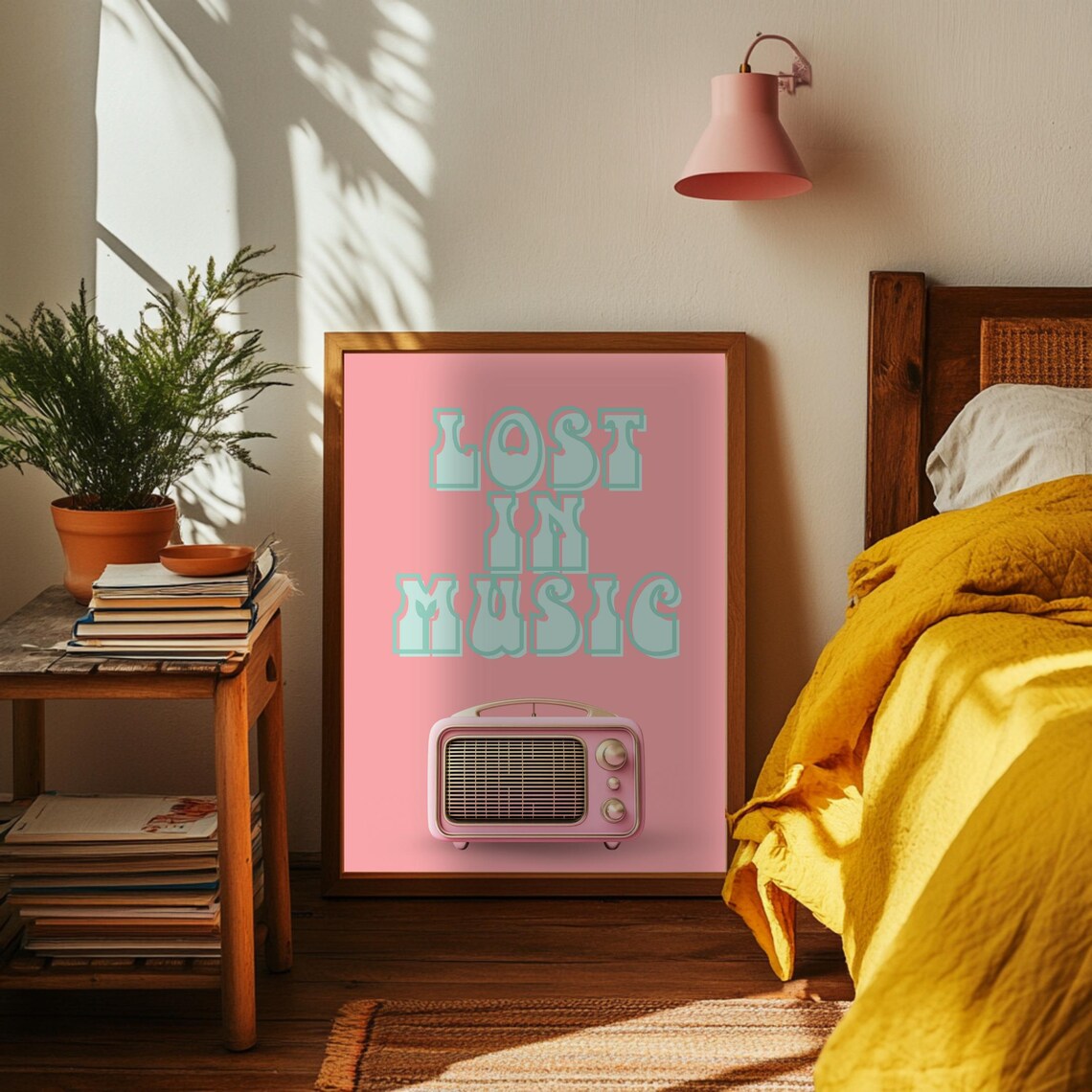 Lost In Music, Retro Art Print Gift For Music Lover - Image 3