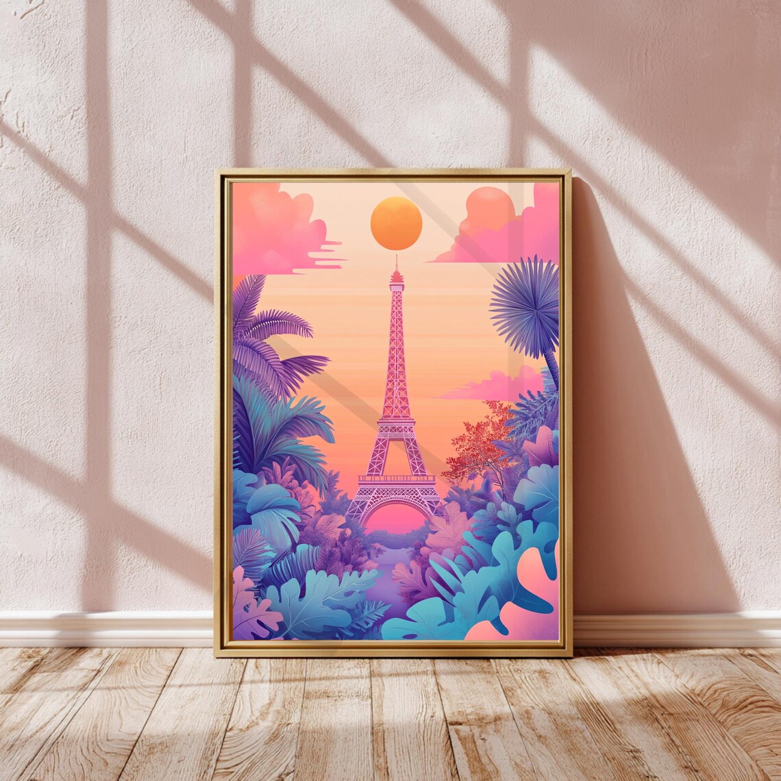 Paris Travel Poster, Retro Dreamy Surreal Art Print