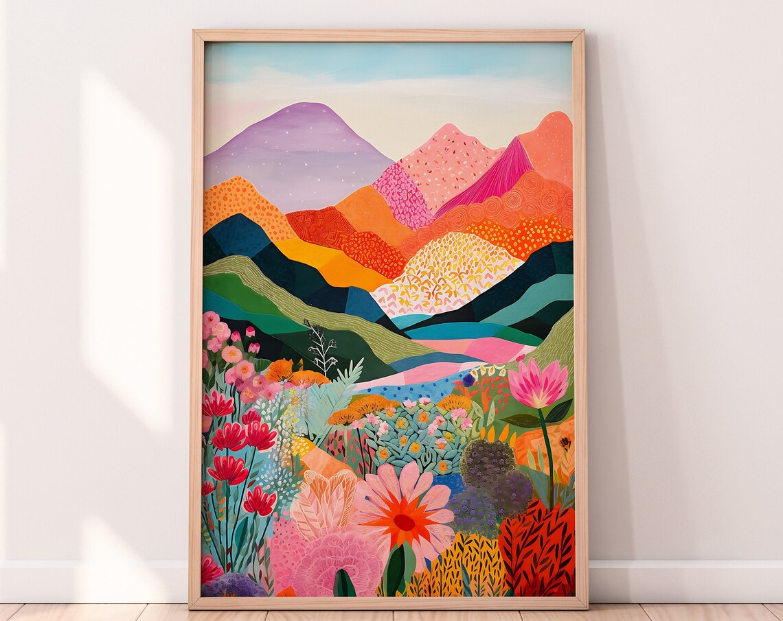 Abstract Mountain Artwork Patchwork Art Print
