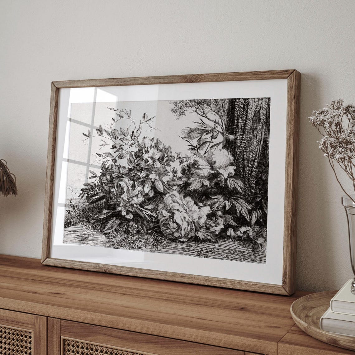 Antique Botanical Engraving Wildflowers Black and White Poster - Image 4