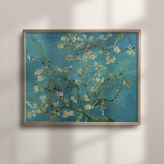 Vincent van Gogh Almond Blossom White Flowers Turquoise Sky Poster