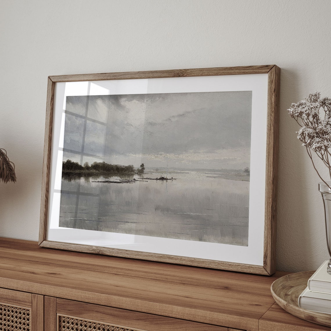 Antique Lake Landscape Wall Art Vintage Lakeside Oil Painting Landscape Art For Lake House Decor Landscape Wall Art C16 601 - Image 4