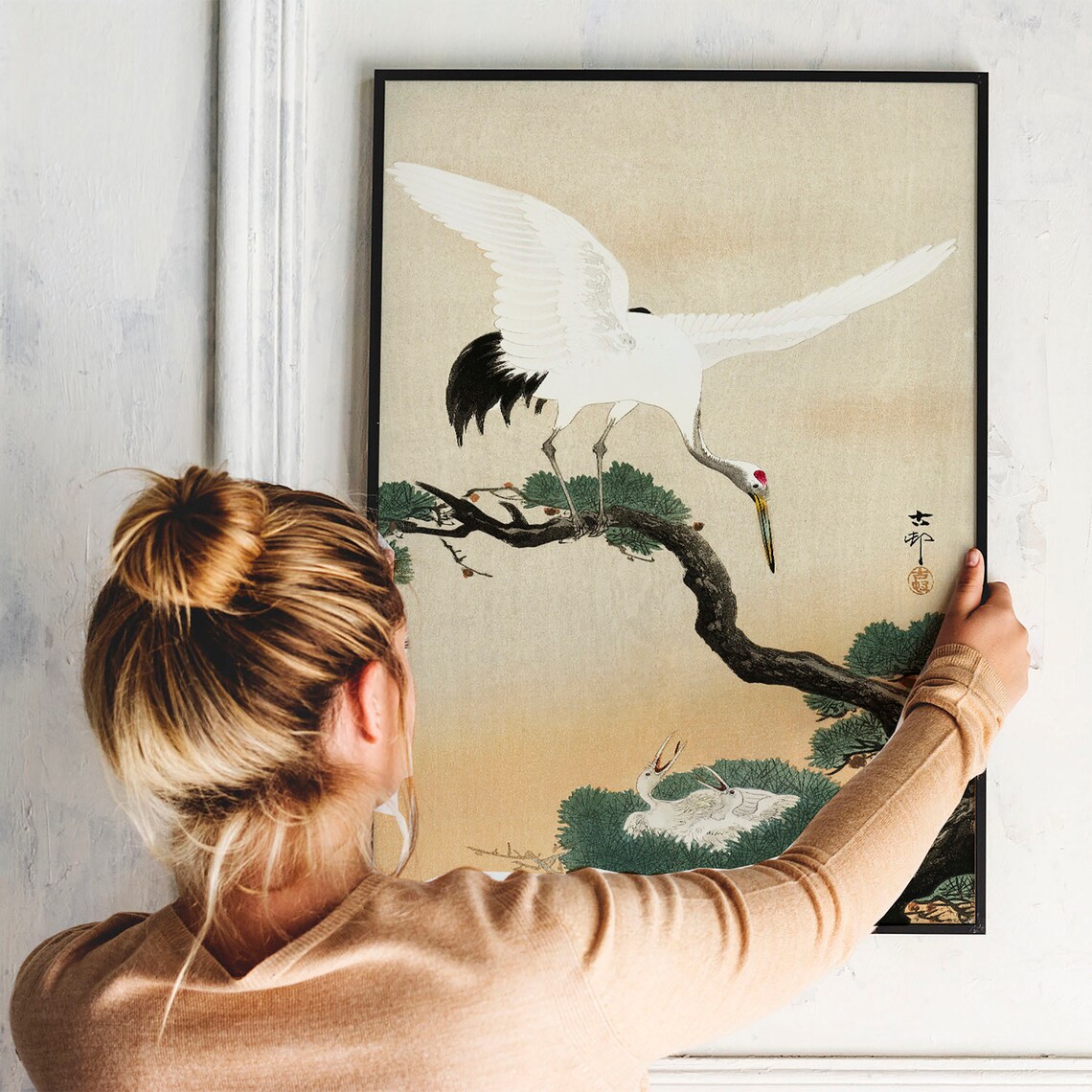 Japanese Crane Vintage Drawing Poster, Wild Animals - Image 3