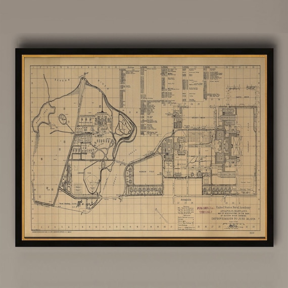 US Naval Academy Annapolis Maryland 1924 Vintage Map Print