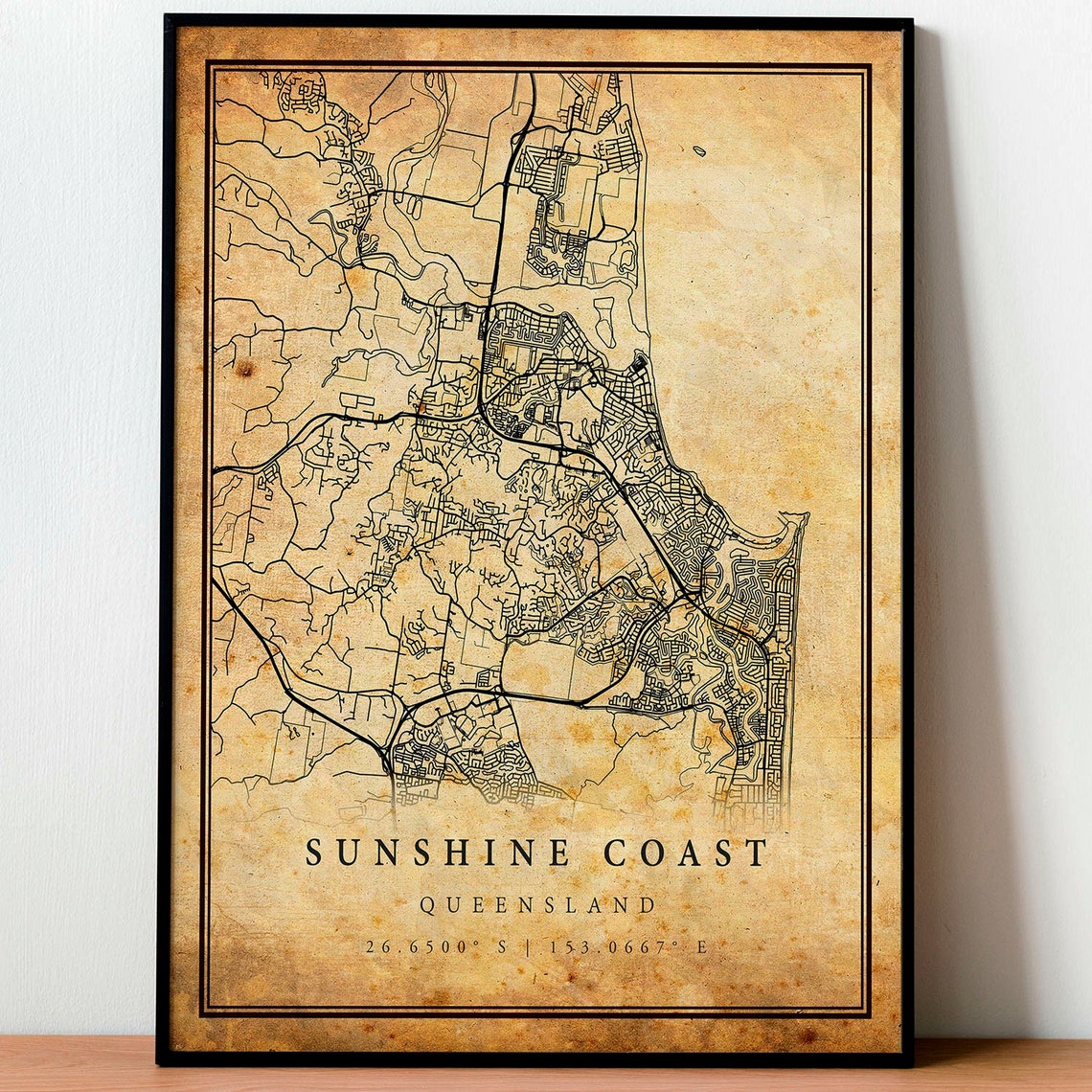 Sunshine Coast Queensland Vintage City Map Coordinates Poster - Image 4
