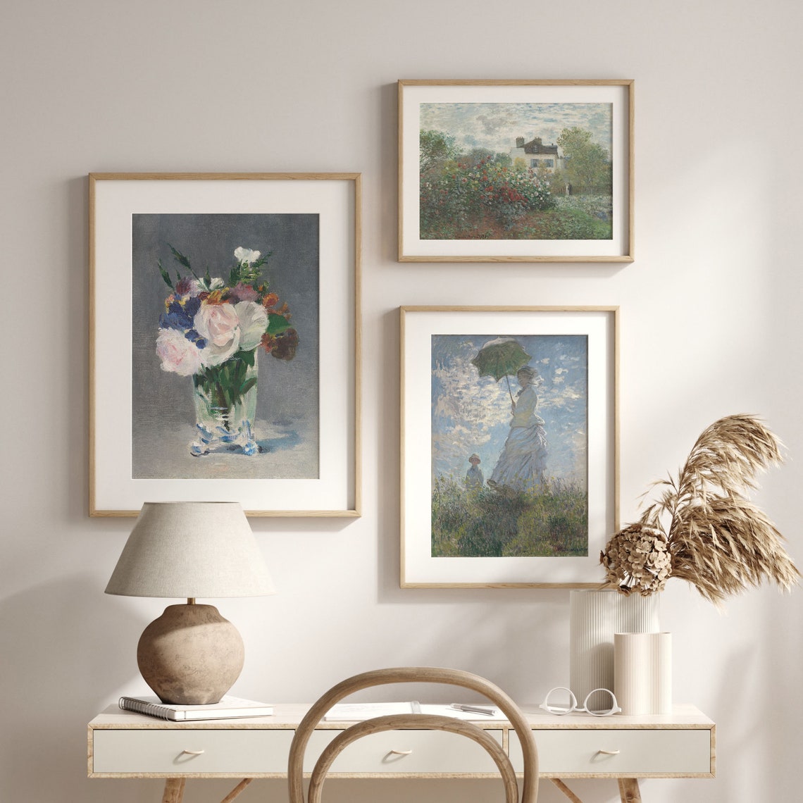 Antique Floral Wall Art Vintage Still Life Painting Muted Flower Print Farmhouse Decor Pink Flowers Cow Painting C16 1370 - Image 2