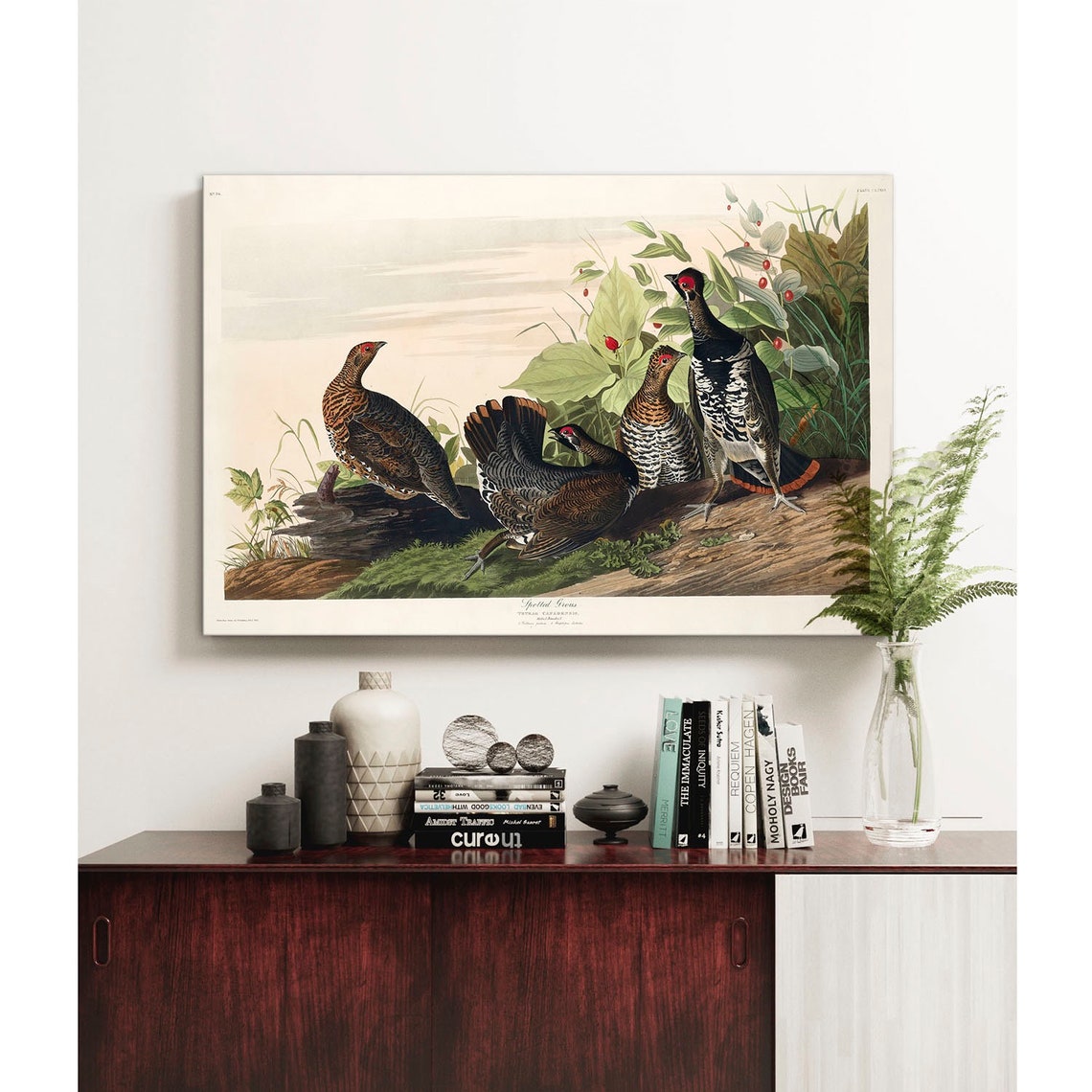 Spotted Grouse Audubon Vintage Bird Group Illustration Poster