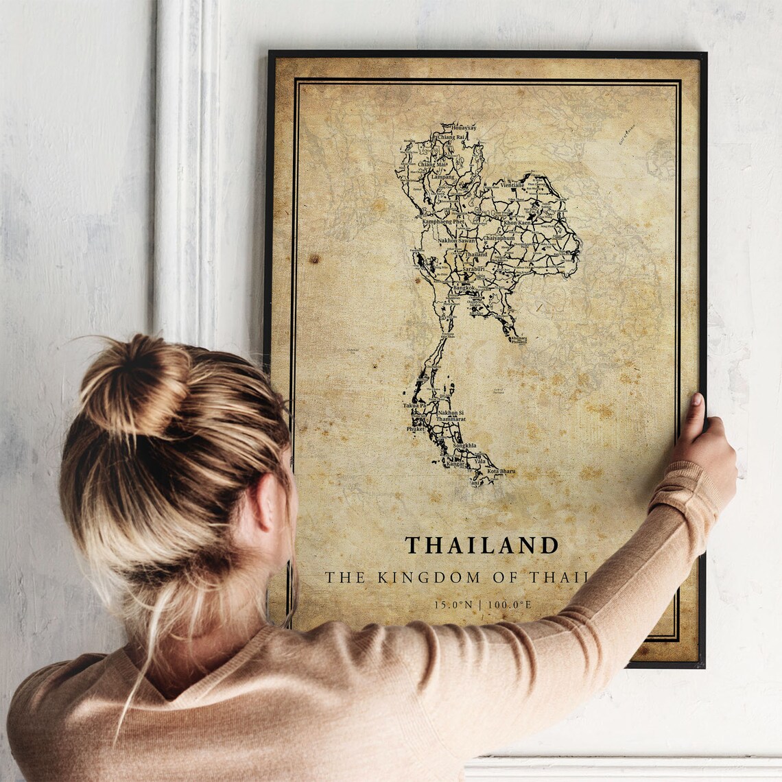 Thailand Vintage Map Poster Print, Street Road Map - Image 2