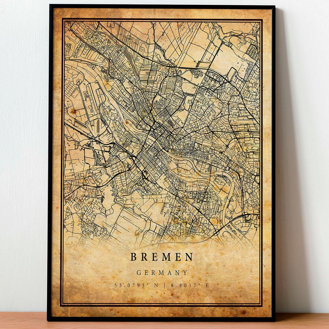Bremen Vintage Map Poster Print, Antique Rustic Style - Image 4