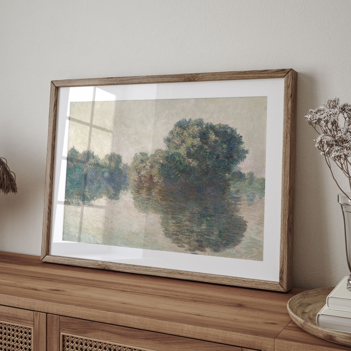 Soft Impressionist Riverside Trees Reflected In Misty Water Print - Image 4