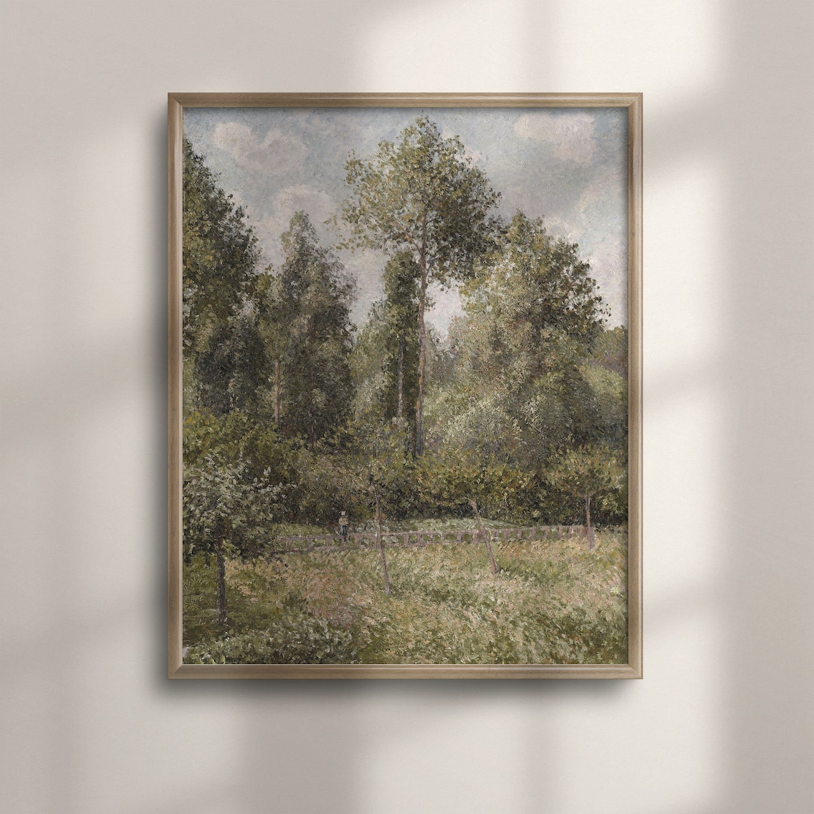 Tall Poplars Over Green Meadow Vintage French Impressionist Painting Poster