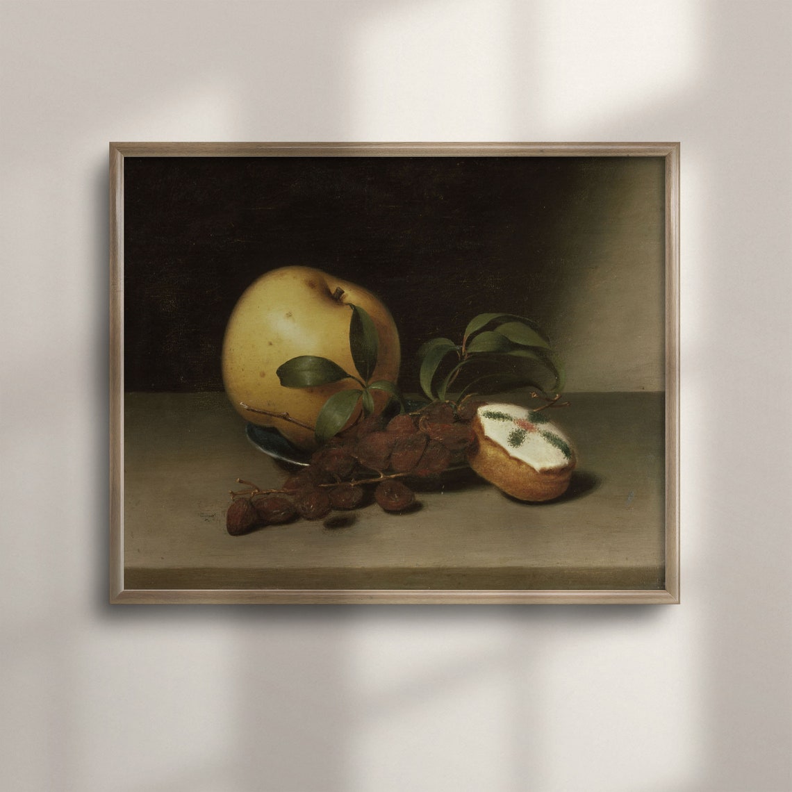 Golden Apple Grapes and Citrus Antique Still Life Art Poster
