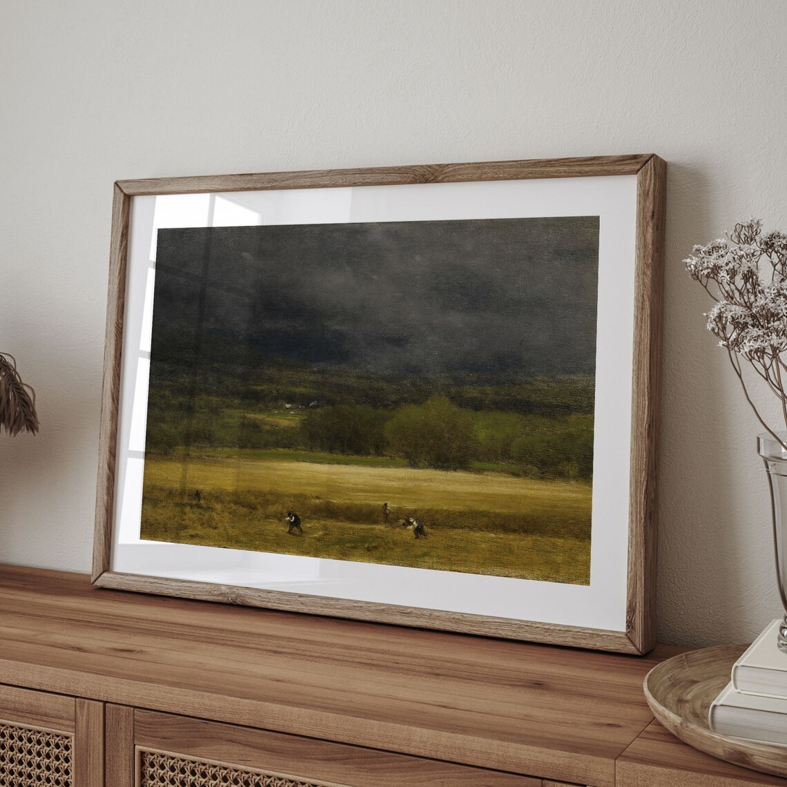 Dark Storm Clouds Over Golden Harvest Wheat Field Oil Poster - Image 4
