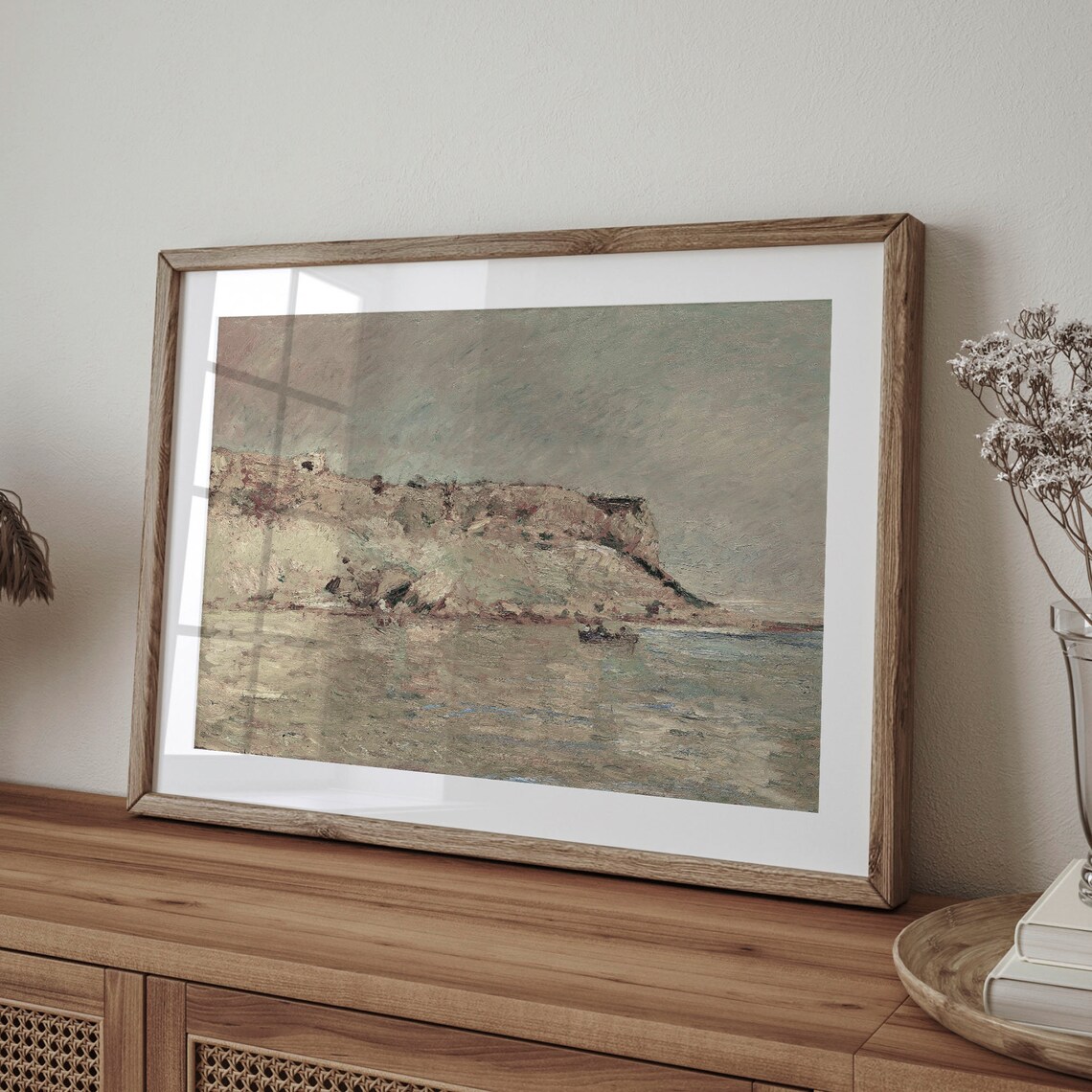Vintage Coastal Decor Antique Ocean Seascape Painting Neutral Wall Art Vintage Sea Print Coastal Oil Painting C16 201 - Image 4