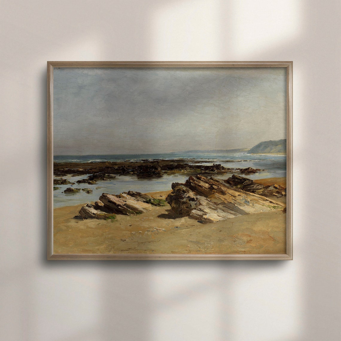Antique Rocky Seaside Coast Vintage Coastal Landscape Painting Poster
