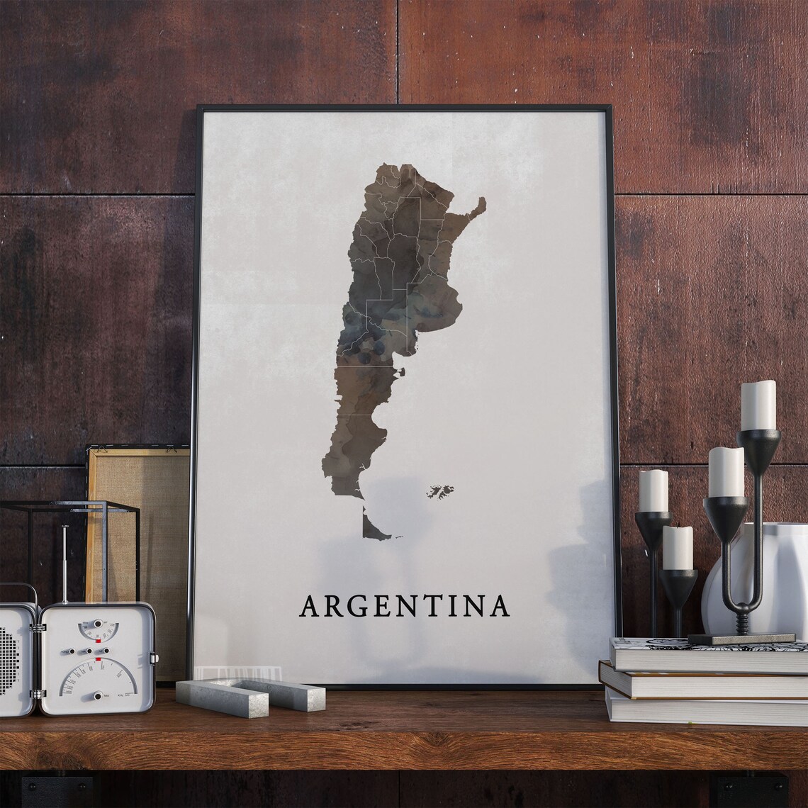 Argentina Watercolor Map Poster Country Silhouette Travel Decor