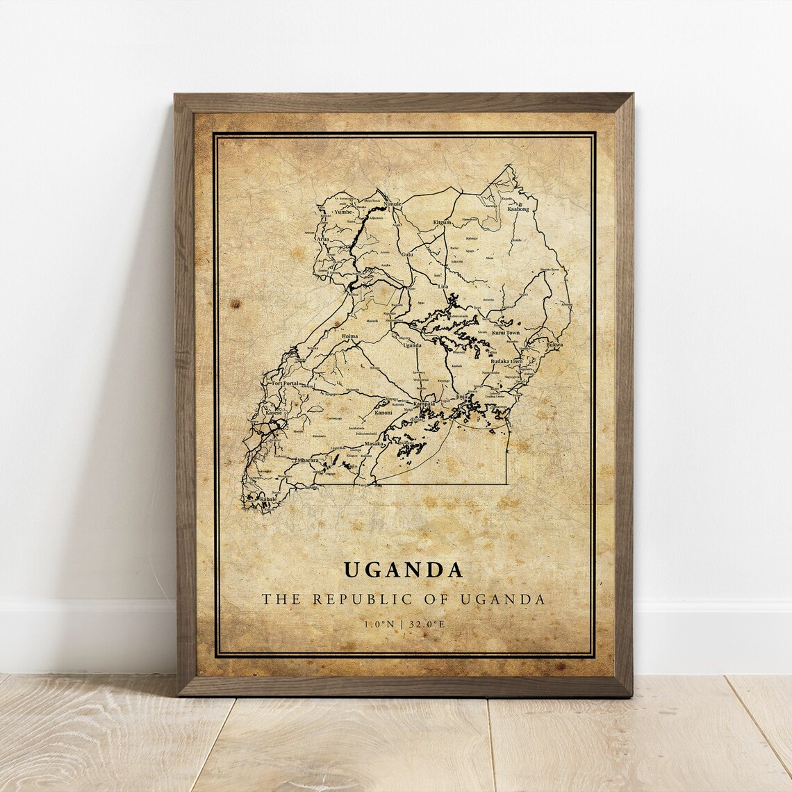 Uganda Vintage Map Poster Print, Travel Poster