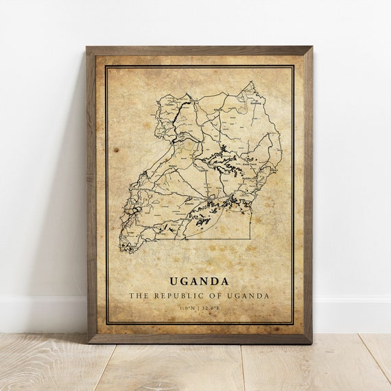 Uganda Vintage Map Poster Print, Travel Poster